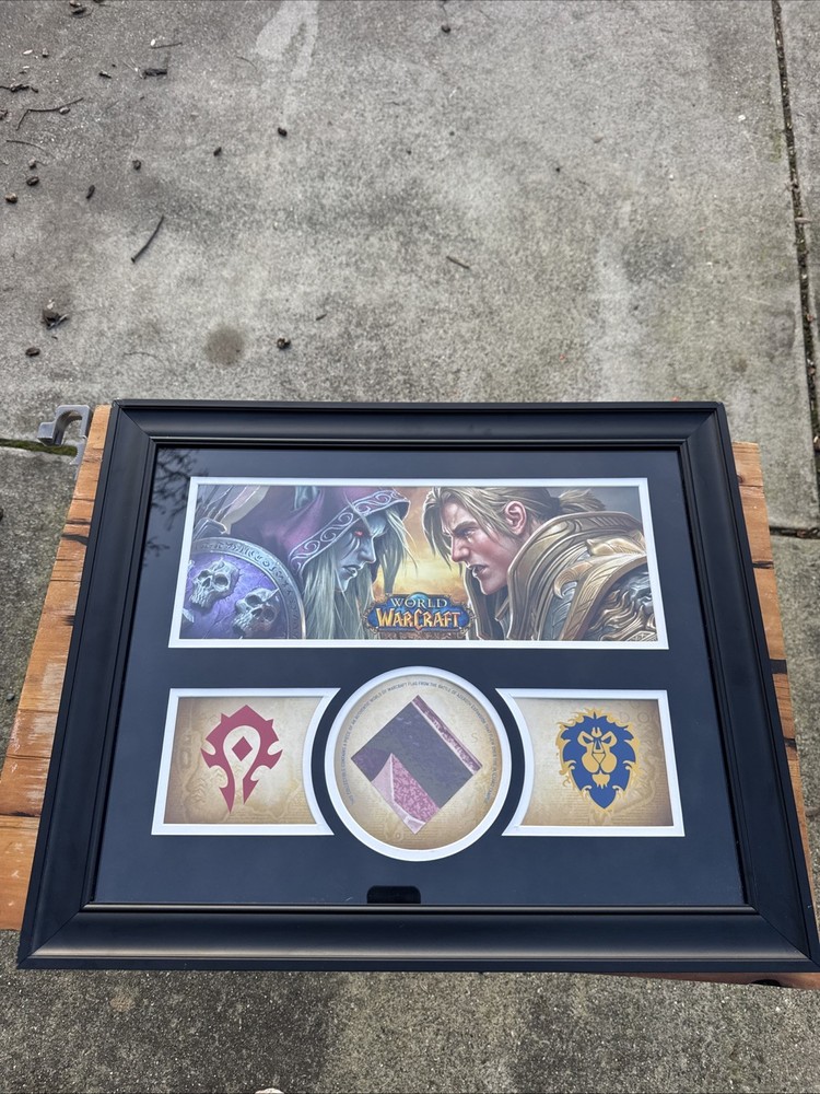 RARE WoW Battle for Azeroth Blizzard Flag Relic Framed 23×19 w/COA