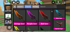 mm2 weapons (all colors seers, heat , bio blade, Eternal etc)