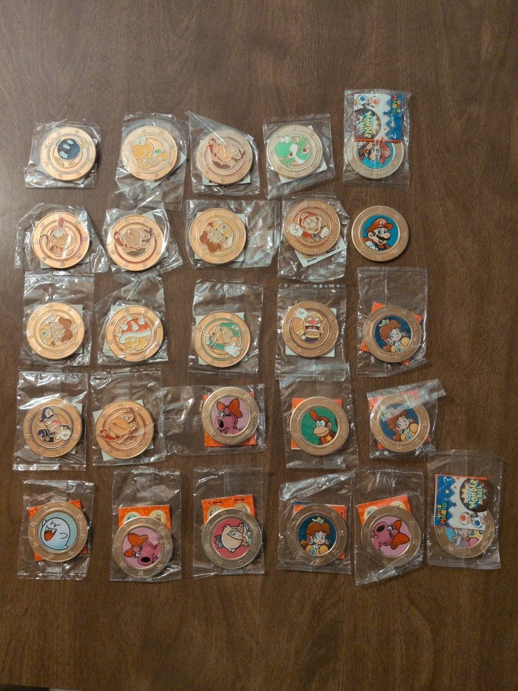Lot Of 26 Frankford Wonder Ball Super Mario Coins, Most New, 1 Open