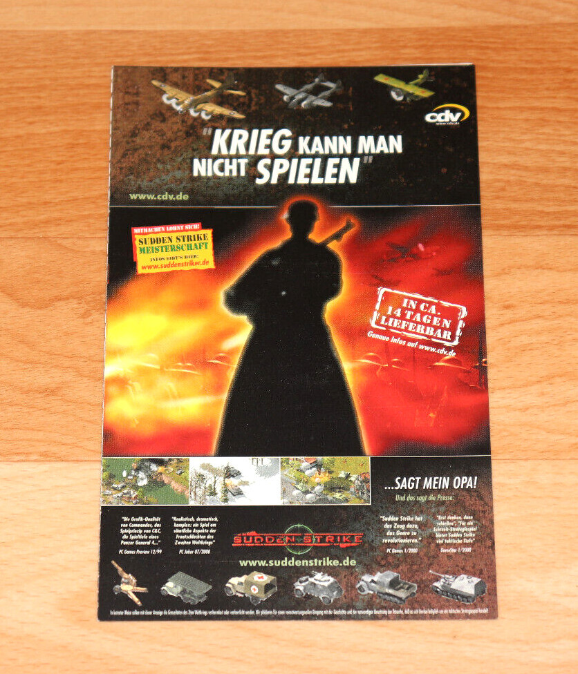 Vintage Sudden Strike German Card Ad / Flyer Advertisement