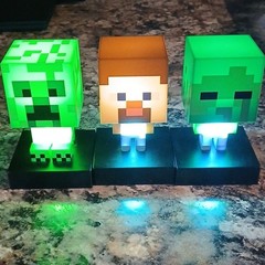 Light-Up Minecraft Character Figures Set – Creeper, Steve, Zombie
