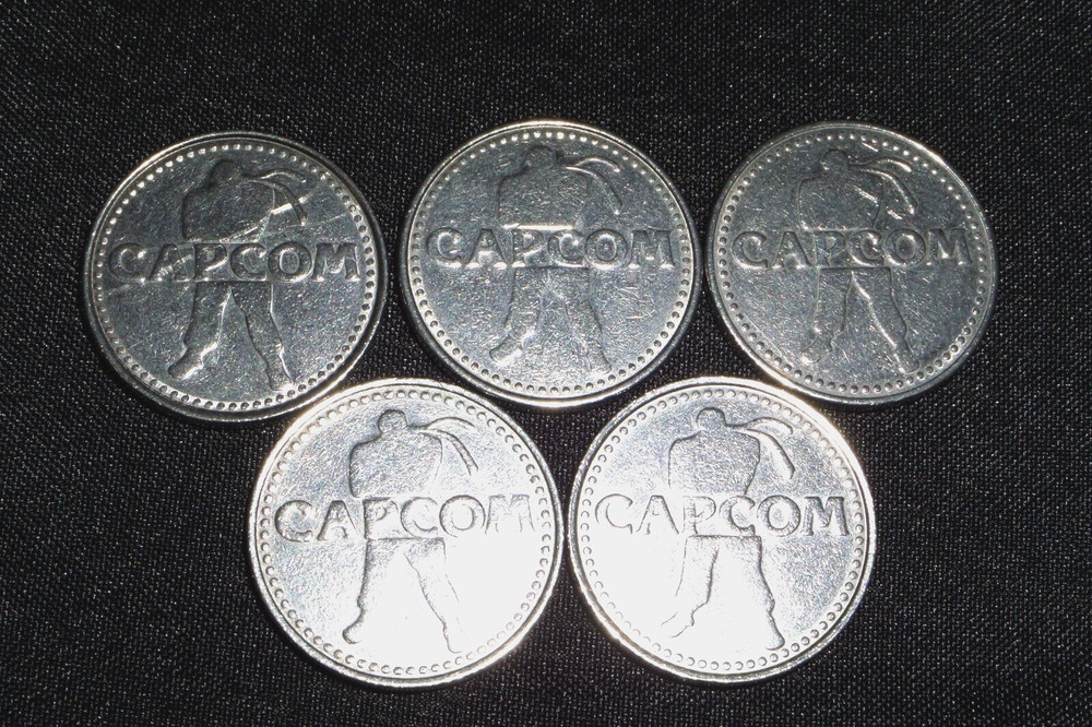 Lot of 5 Capcom Plaza Silver Arcade Token Street Fighter Ryu Rare Promo