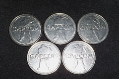 Lot of 5 Capcom Plaza Silver Arcade Token Street Fighter Ryu Rare Promo