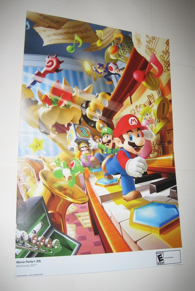 Mario Party DS Poster Nintendo DS Yoshi Luigi Waluigi Bowser Toad Peach Daisy