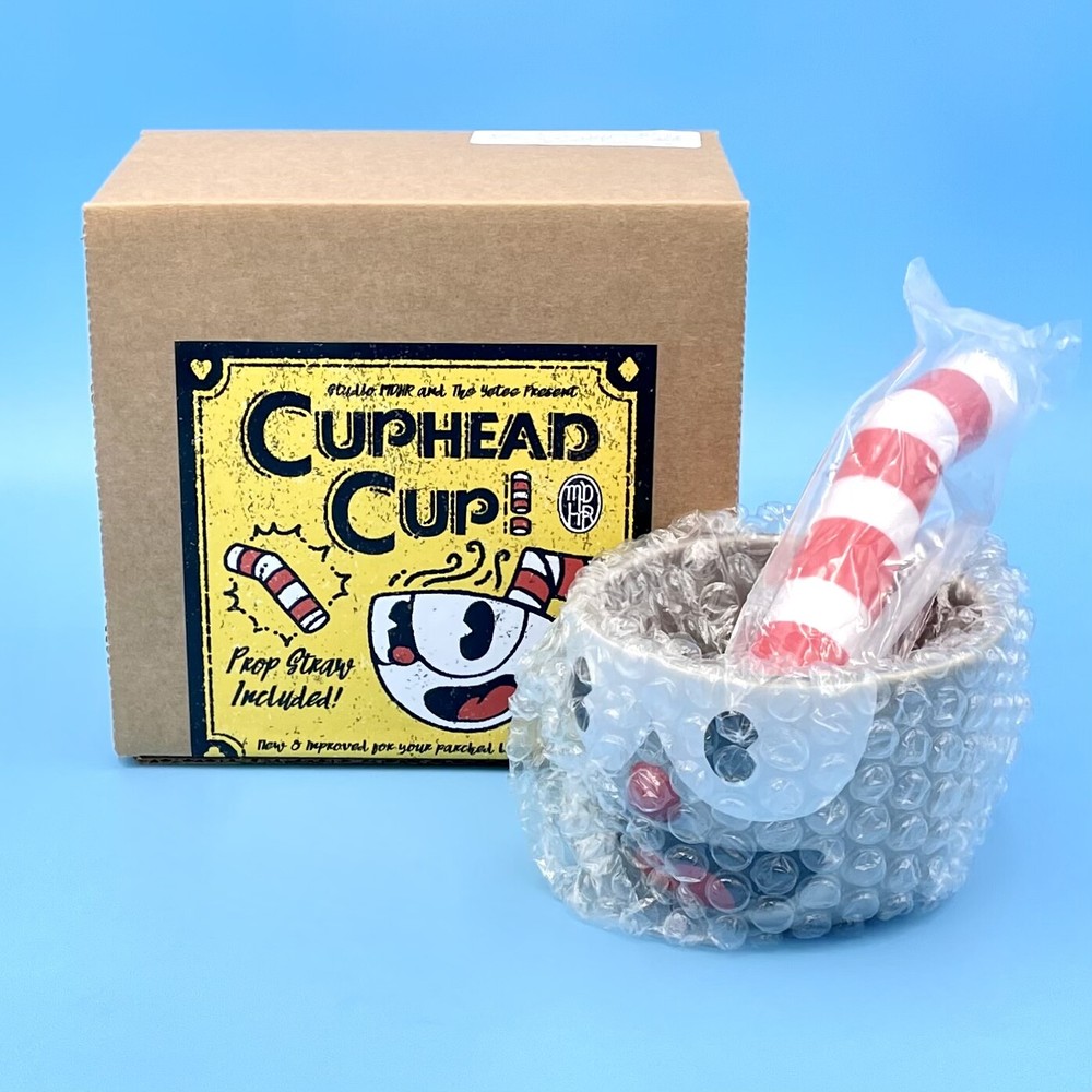 Cuphead Ceramic Mug Coffee Cup with Prop Straw Stirrer 10oz Official Studio MDHR