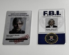 Resident Evil Requiem Leon & Grace Credentials in Badges w/ Lanyards Cosplay