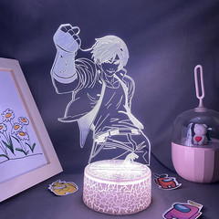 Game the King of Fighters Kyo Kusanagi 3D LED Neon Night Light Birthday Gift for