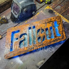 Fallout LED Light-Up Post-Apocalyptic Rustic Steel Metal Video Game Sign!