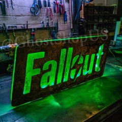 Fallout LED Light-Up Post-Apocalyptic Rustic Steel Metal Video Game Sign!