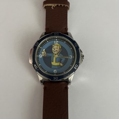 Fallout Vault Boy Analog Wristwatch Brown Strap Blue Dial 2018