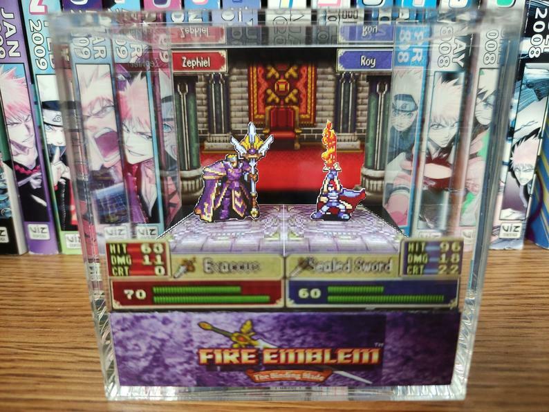 Fire Emblem Roy vs Zephiel Handmade Diorama-Gameboy Gaming/Retro Cube – Fanart