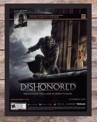 Dishonored Framed Xbox 360 PS3 Video Game Art 2012 Vintage Print Ad