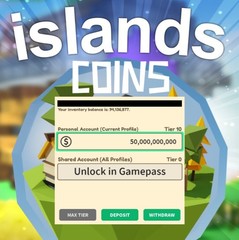 Roblox Islands – 50 Billion Coins, Cheapest On Market! Instant Delivery!
