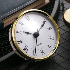 Hicarer Round Clock Insert 3-1/8 Inch (80 mm) Quartz Movement Roman Gold Trim