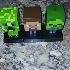Light-Up Minecraft Character Figures Set – Creeper, Steve, Zombie
