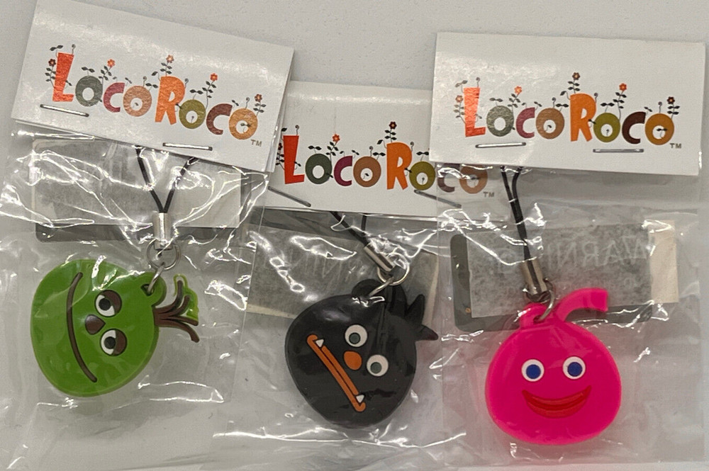 Lot of 3 PlayStation Portable PSP LoCo RoCo Phone Charm Pink Green Black