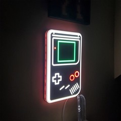 Gameboy neon LED sign w dimmer switch wall or easel display retro game room gift