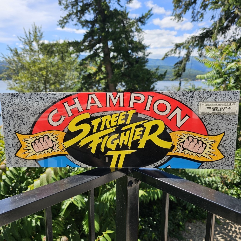Original Street Fighter II Champion Edition Arcade Marquee Sign Capcom 24” VTG
