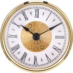 3-1/8 Inch (80 mm) Mini Quartz Clock Insert Round Clocks Small, Gold