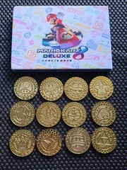 Nintendo Super Mario Kart 8 Deluxe Coin Medal Switch Rare Promo ALBUM SET NES b