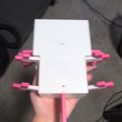 Minecraft Axolotl Pixelated Figure, Pixel-Style Block Character White & Pink