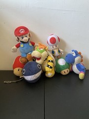 Mixed Nintendo Mario Plush Lot Bowser Mushroom Chomp Blue Yoshi Toad Lot Of 7