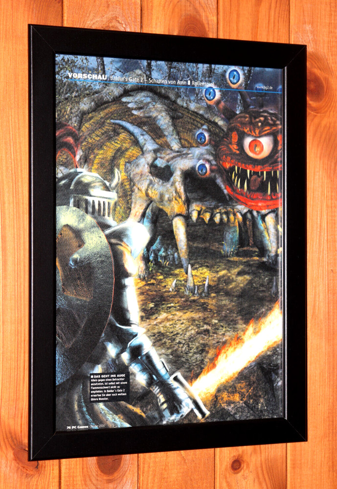 2000 Baldur’s Gate II 2 Shadows of Amn Old Promo Small Poster / Ad Page Framed