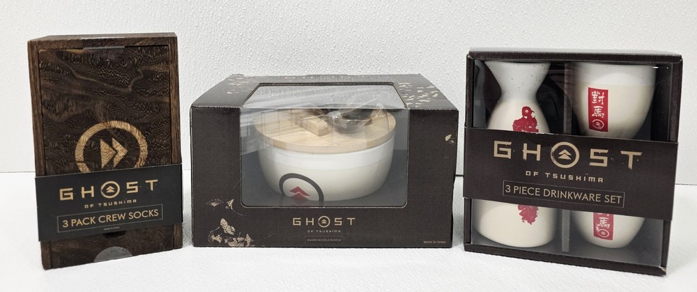 Ghost Of Tsushima Merchandise Bundle Ceramic Drink Set Ramen Socks PS5 Exclusive