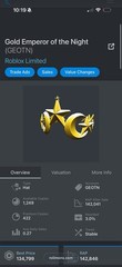 Gold Emperor of The Night Roblox Limited 135k Robux Virtual Item