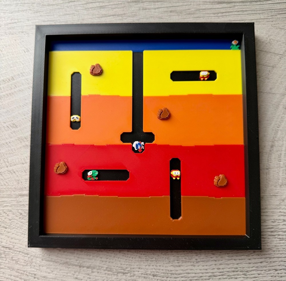 Dig Dug Round 1 – Atari – 3D Printed Retro Gamer Wall Art