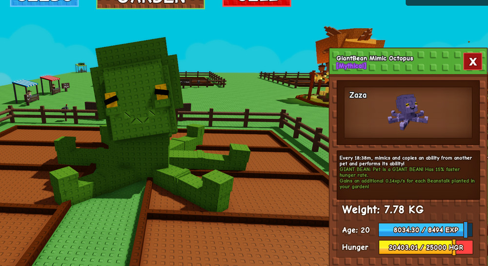 GiantBean Mimic Octopus! – Grow A Garden – Pets – Roblox – Fast & Easy!