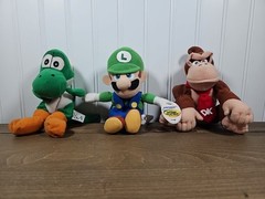 Vintage Nintendo 64 Luigi, Yoshi & Donkey Kong Beanbag Plush (BD&A, 1997)