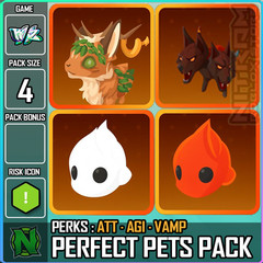 Roblox World Zero WZ – 4 PACK PETS – ATT/AGI/VAMP – Reindeer/Cerberus/Essences