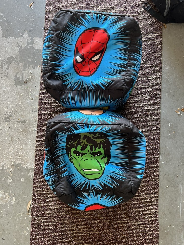 (2) 12″ Marvel Superheroes Bean BAG CUBE / POOF / PLUSH / PILLOW / KIDS DECOR