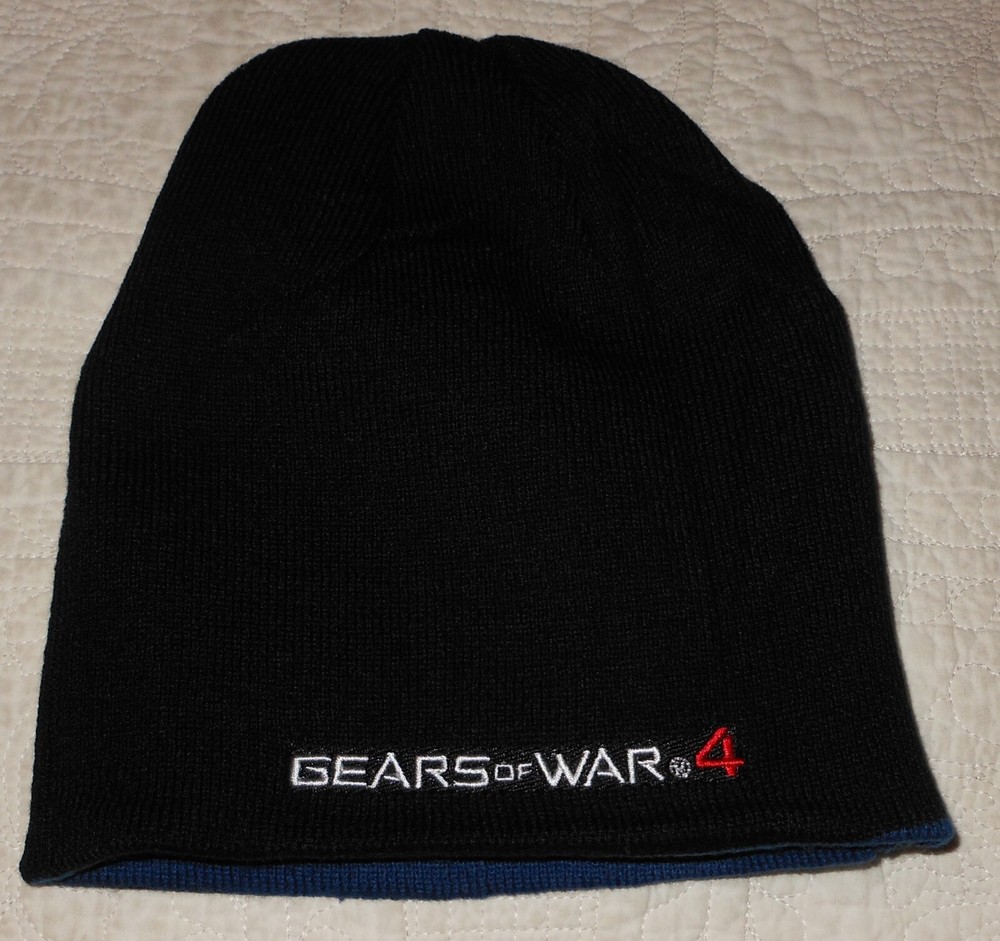 New In Package Gears of War 4 Loot Crate Gaming Blue Black Beanie Hat Reversible