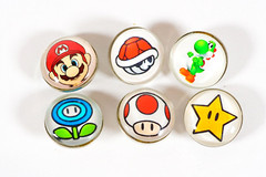 Super Mario Brothers Lot Glass Dome Snap Button Tops 18.5MM Round