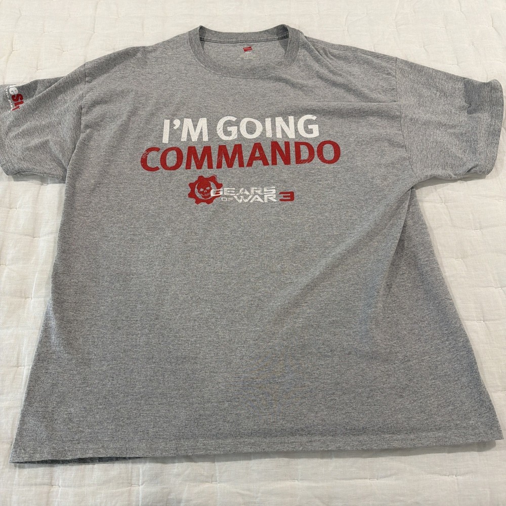 GEARS OF WAR 3 I’m Going Commando T-Shirt Gray 2011 Game Stop SIZE X-LARGE
