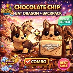 ✨ FR Chocolate Chip Bat Dragon + Backpack Combo Adopt M3e Pet Cheap For Sale