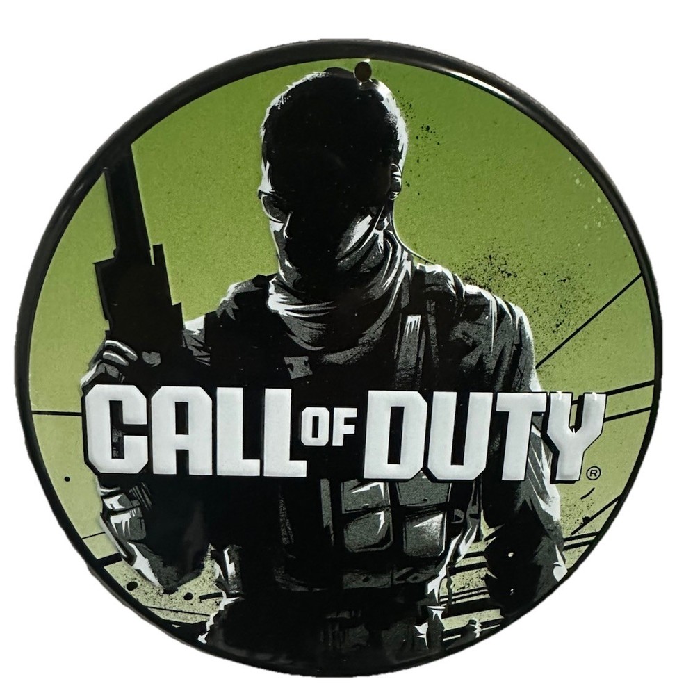 Call of Duty Round Wall Sign Green Black Video Game Series Decor Collectible