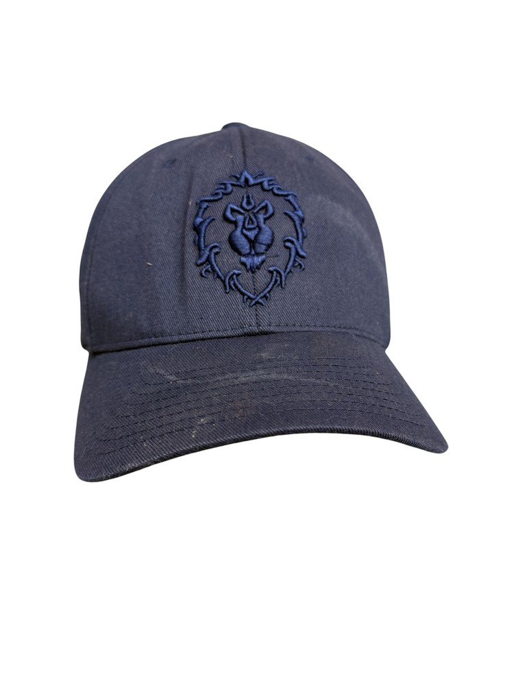 World Of Warcraft Alliance Flexfit Hat L-XL Blizzard JINX Navy Blue Logo Cap
