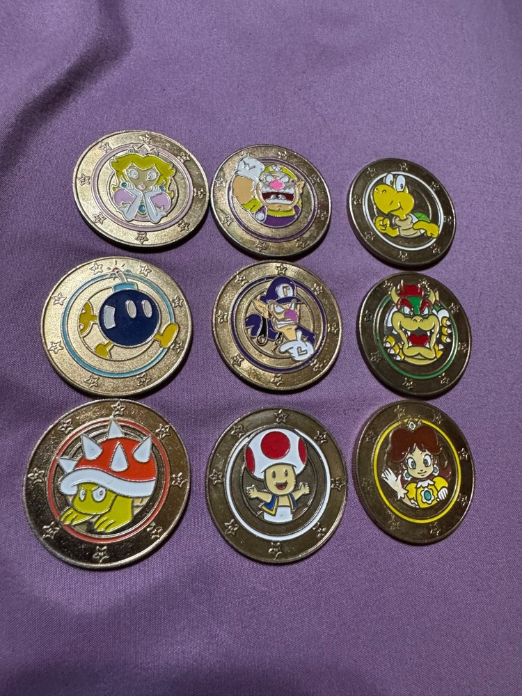 Super Mario Coins Nintendo Bowser, Peach, Waluigi, Wario, Toad, Daisy, Bob omb