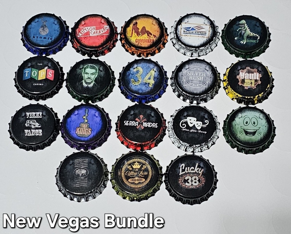 “WEATHERED” Fallout Inspired New Vegas Bottlecap Bundle of 18 Caps *Handmade*