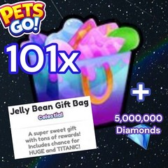 101x Jelly Bean Gift Bags + 5 Million Diamonds. Pets GO