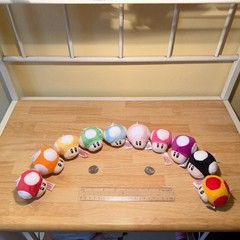 2” Nintendo Mushroom Plush/Keychain Collection Set of 10 OFFICIALLY LICENSED