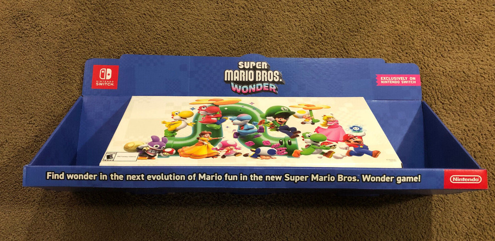 Mario Bros. Wonder Horizontal Video Game Store Sign Signage Display Nintendo 3FT