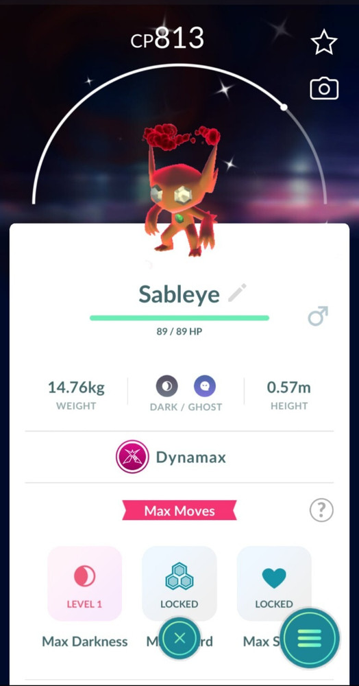Pokémon Shiny Dynamax Sableye – Trade 20kstardust – Registered shiny require