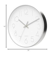 Tosnail 12 Inches Round Silent Non Ticking Quartz 12 Inches, Silver Frame