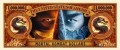 Pack of 25 Mortal Kombat Dragon Logo 1 Million Dollar Bills Novelty Money