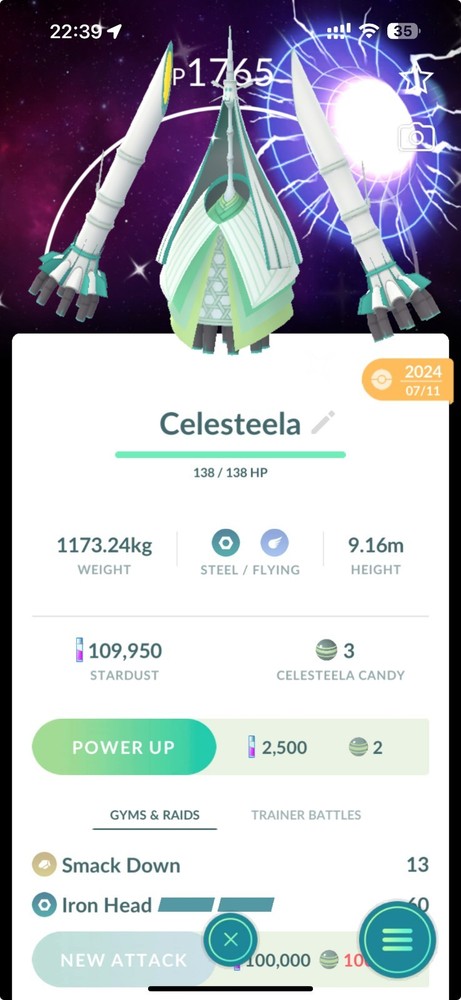 Pokémon Shiny Celesteela Special Background Global – GO TRADE – Read description