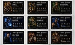 Set 1 of Mortal Kombat Tournament Character Vinyl over PVC Identification Cards